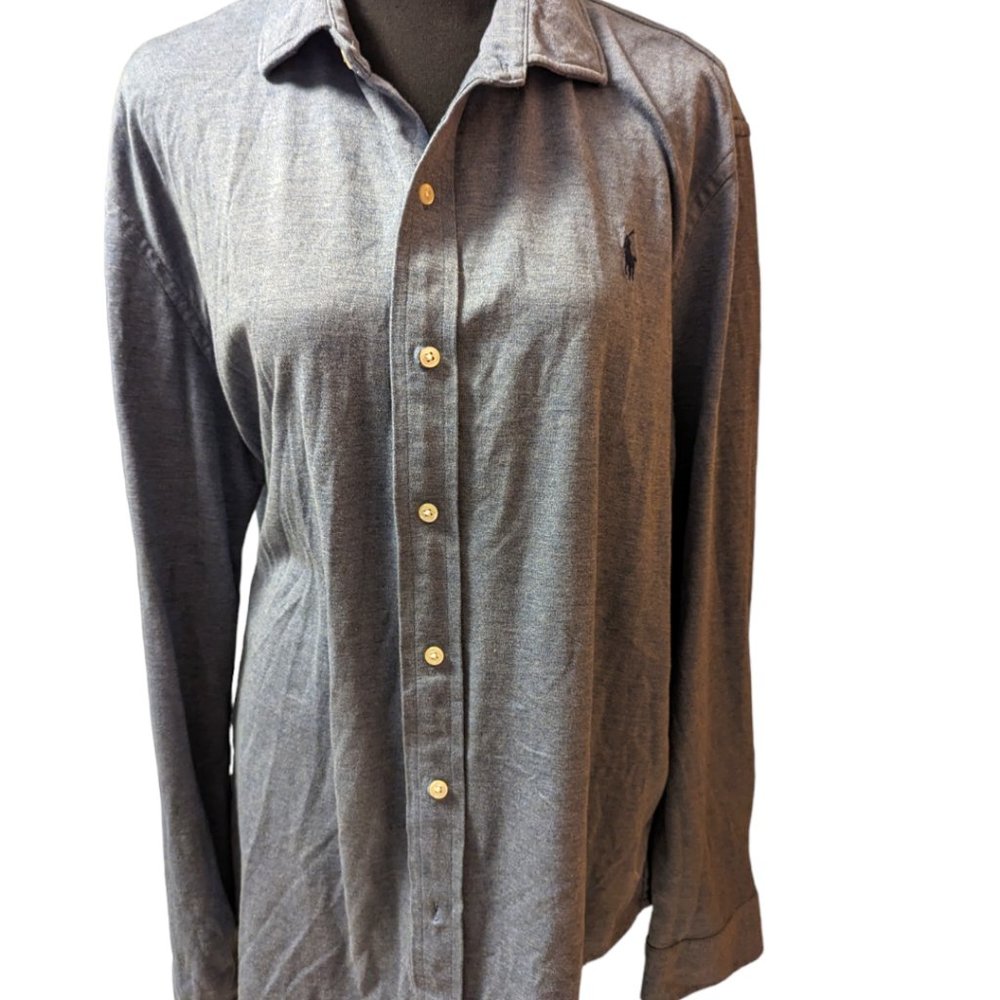 Men's Polo Ralph Lauren Jersey Knit Dress Shirt Blue Size: 2XL